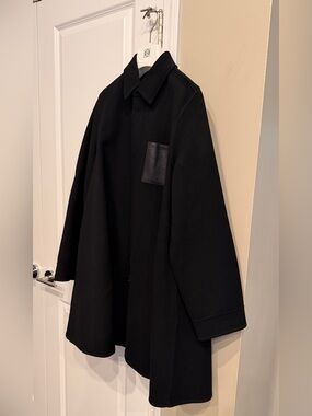 BNWT Trapeze Black Womens 90%Wool 10%Cashmere Coat - Classic Collar 38 Authentic